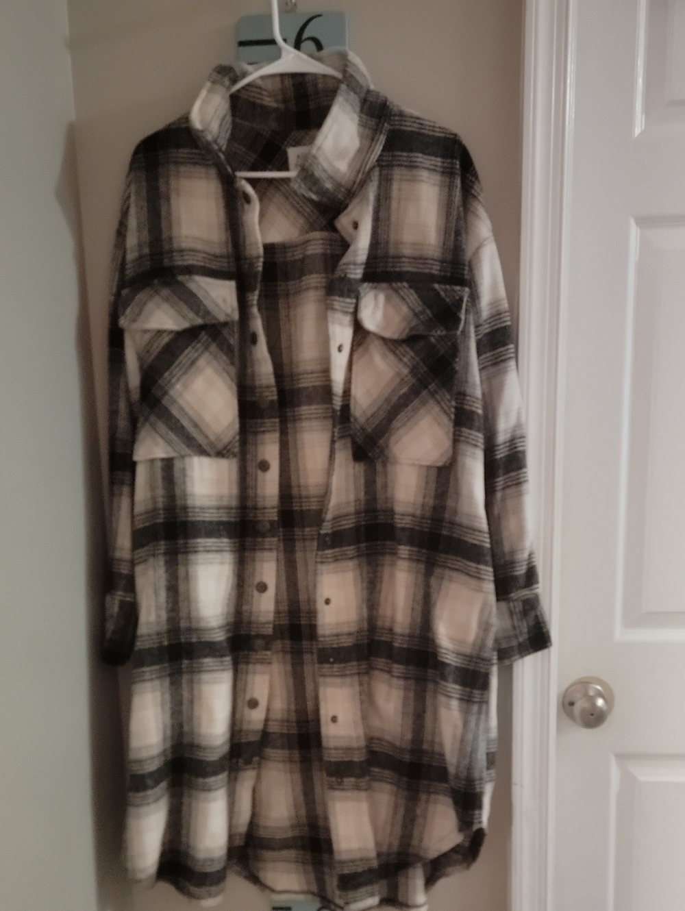 Ashley By 26 International Black and Cream Plaid Shacket